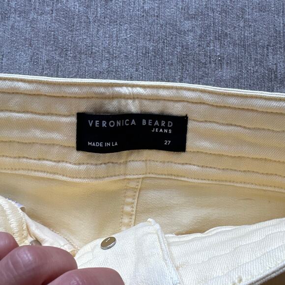 Veronica Beard Butter Yellow Braided Kick Flare Jeans - Picture 4 of 8